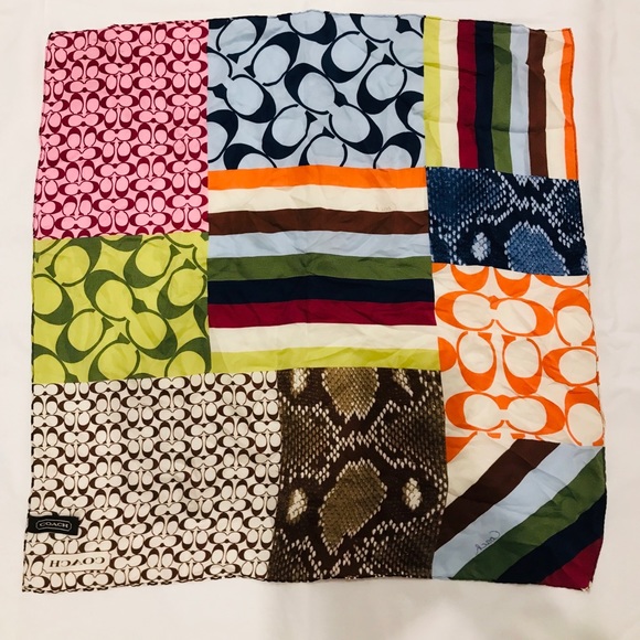 Coach Silk Multi Signature Pattern Scarf - Picture 2 of 5